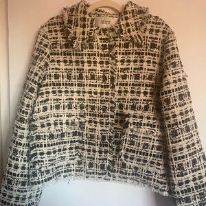 Elegant Black and White Tweed Blazer